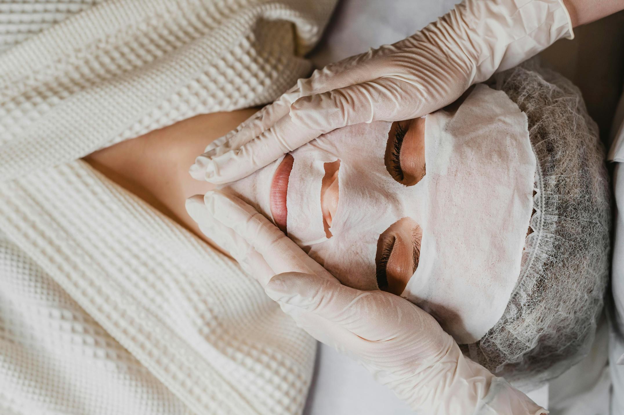 facial treatment being performed