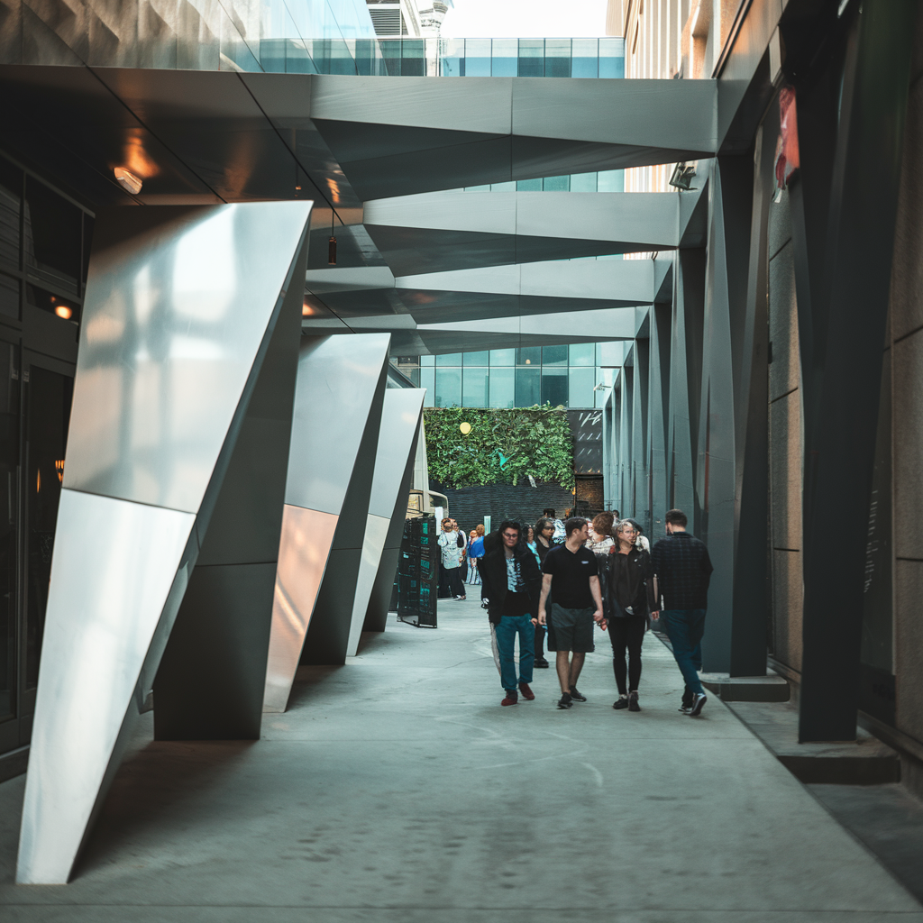 A hallway filled with people 