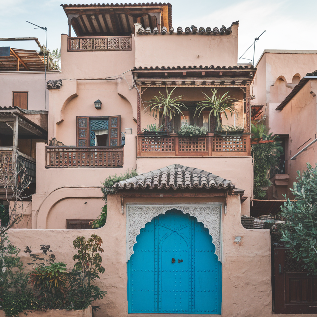 A pretty house with a blue door