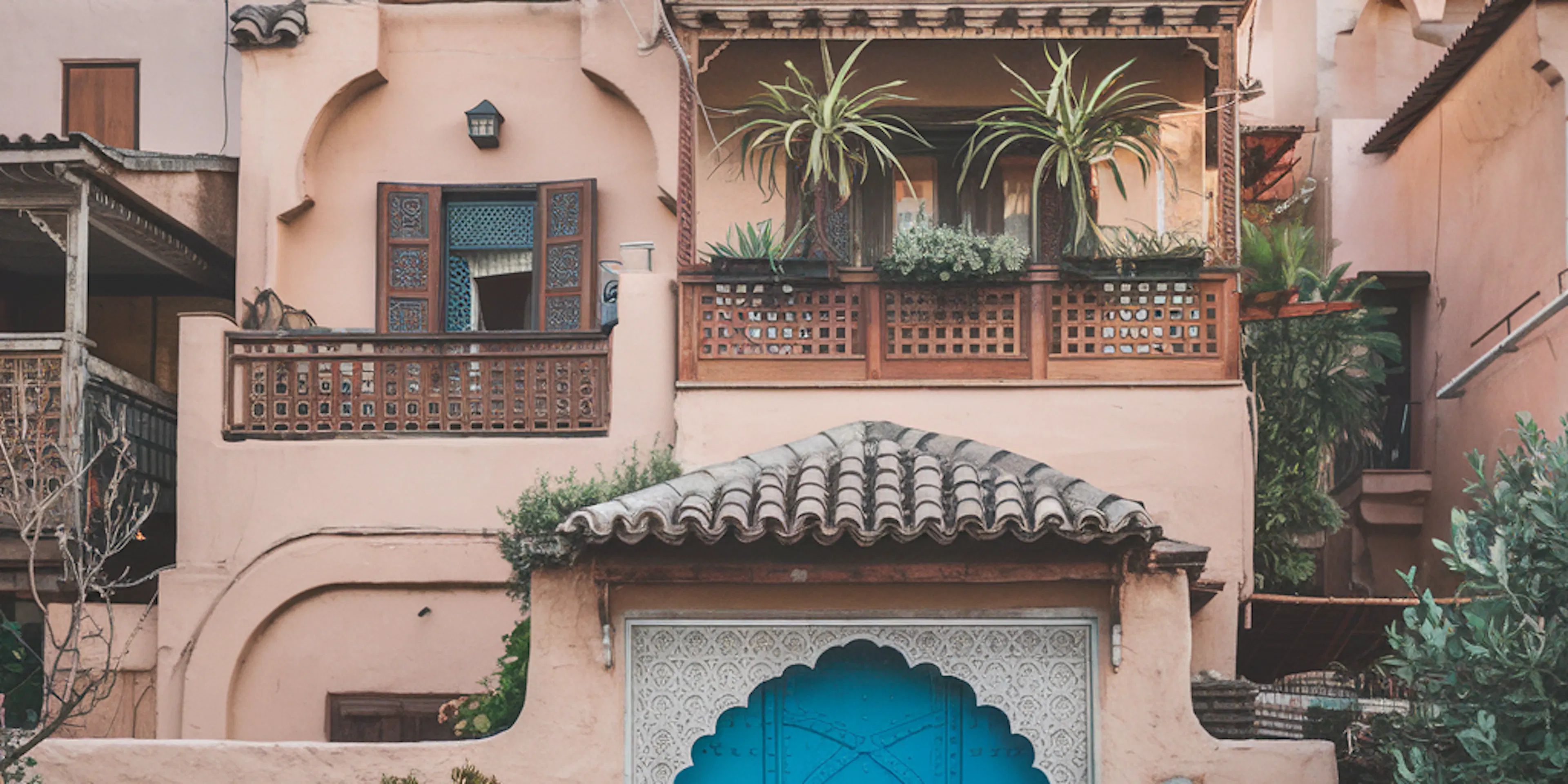 A pretty house with a blue door