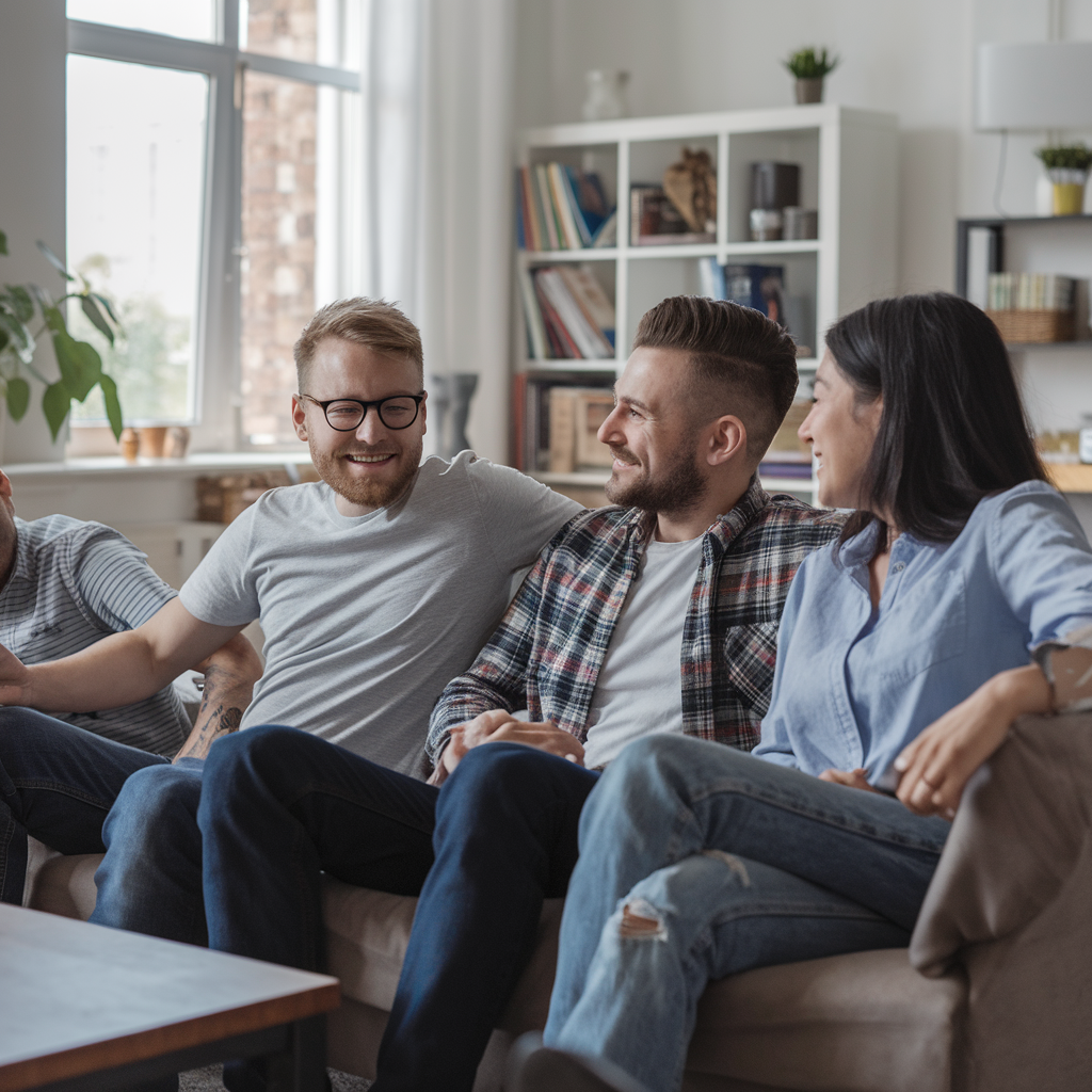 Trois personnes qui discutent  