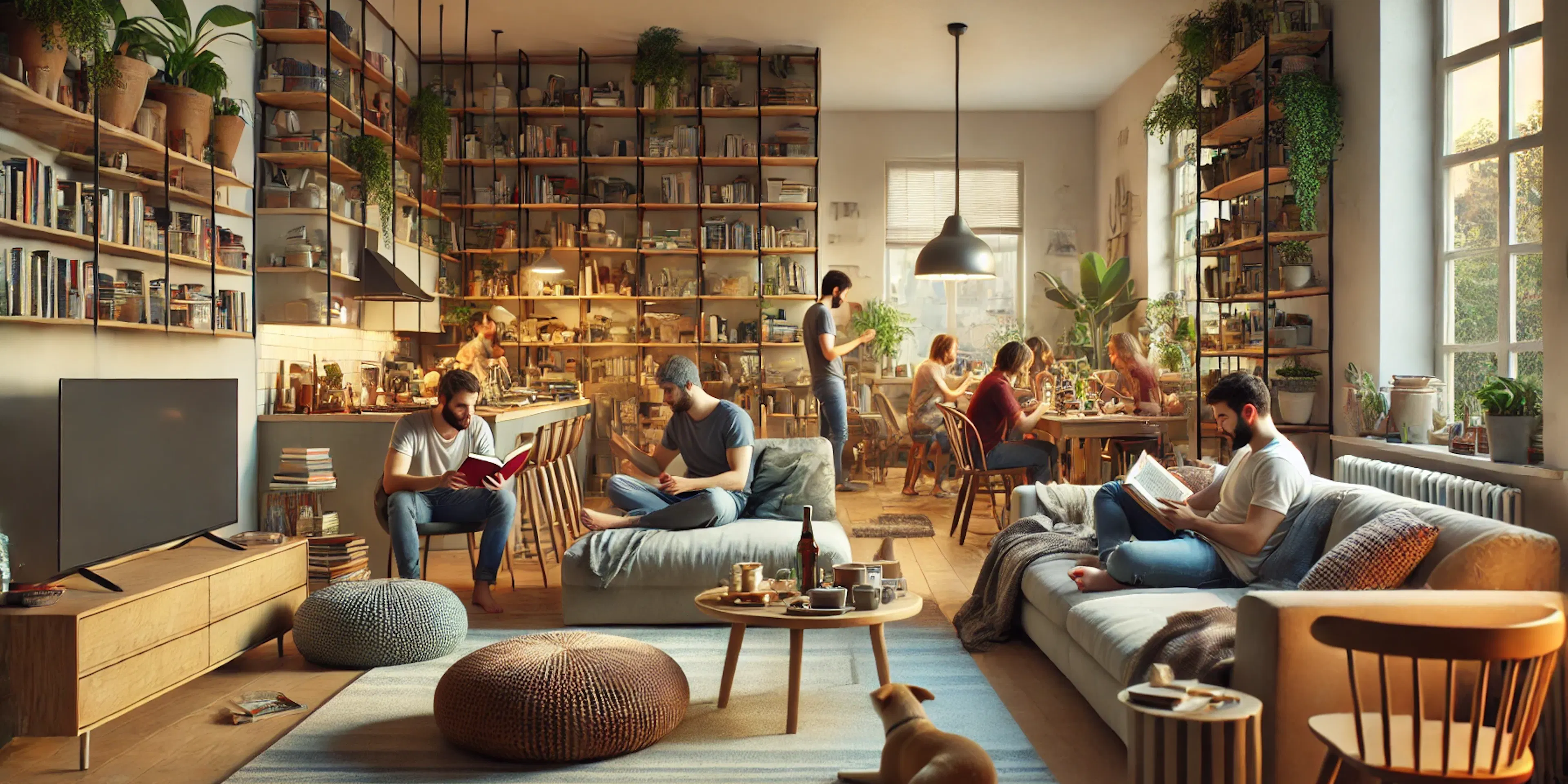 Several people in a living room