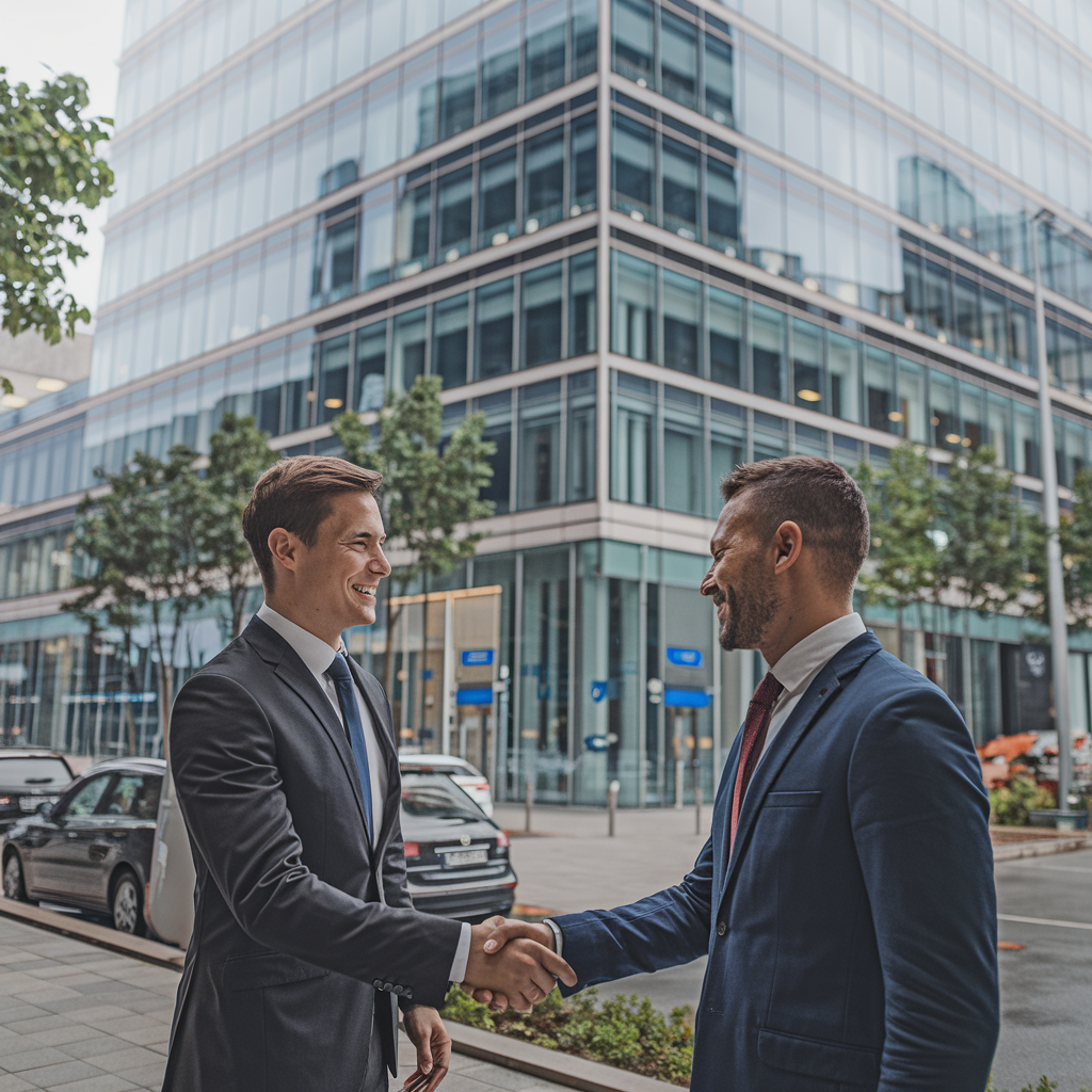 Des hommes devant un immeuble