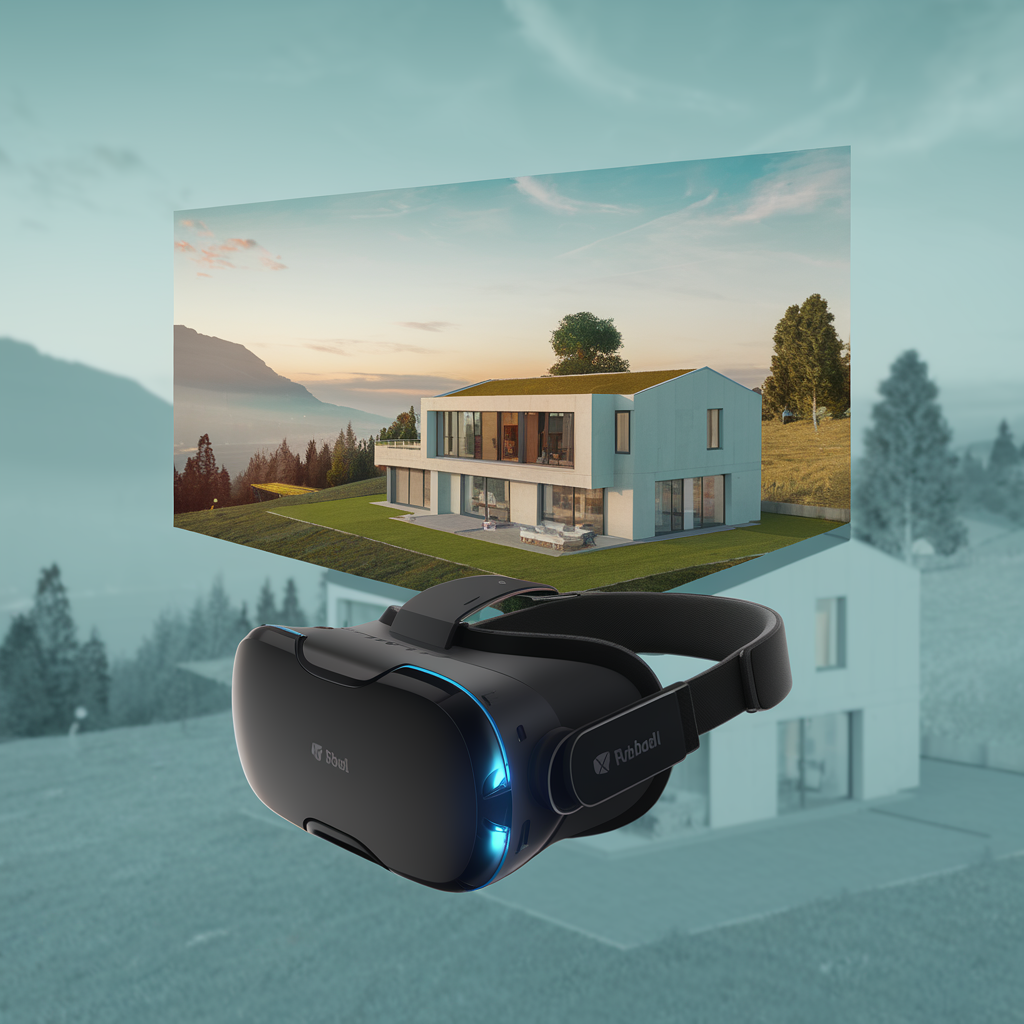 Un casque VR avec une maison 