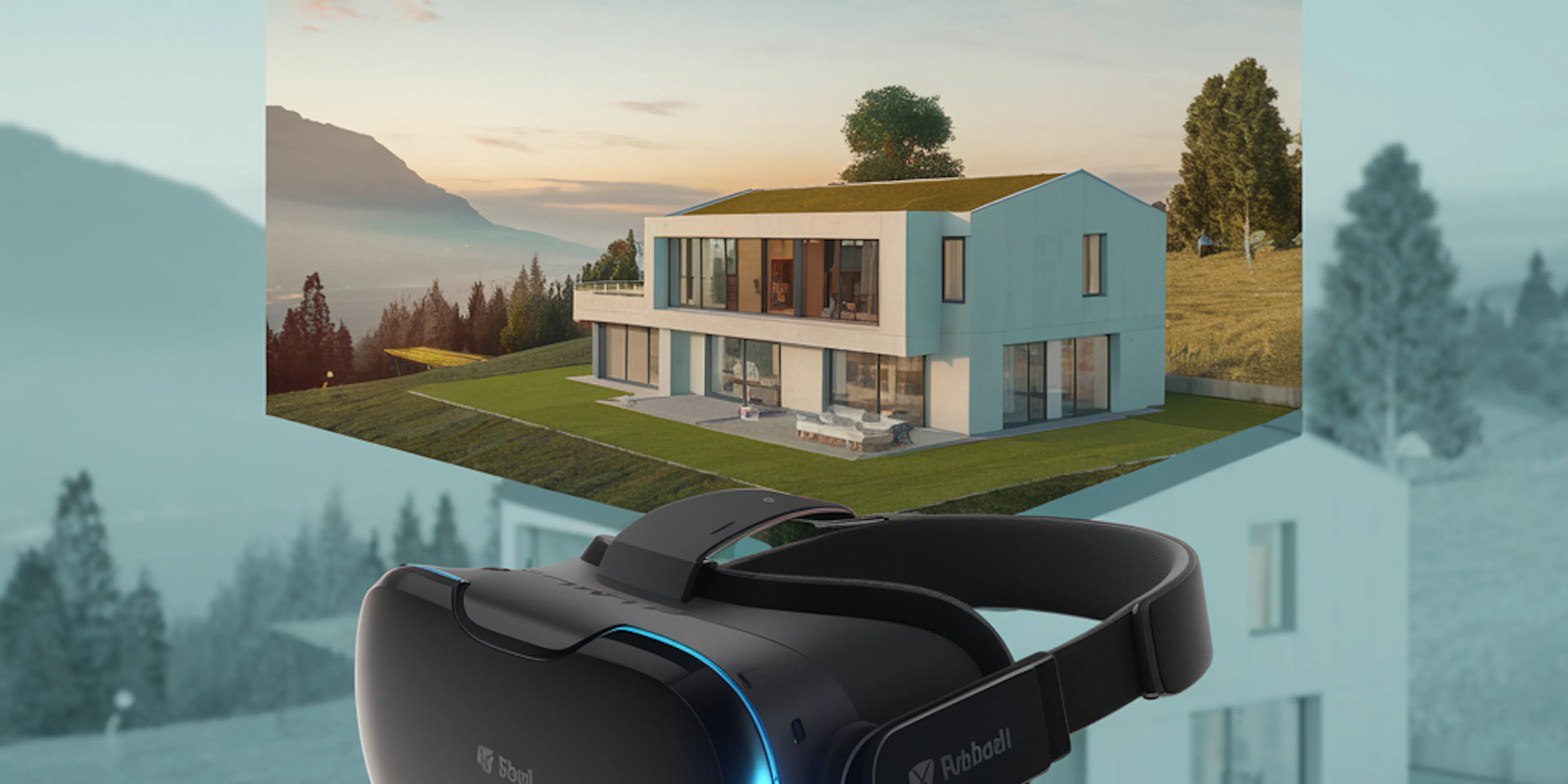 Un casque VR avec une maison