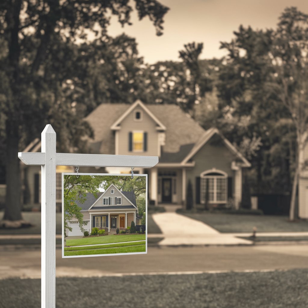 Une maison avec un panneau 