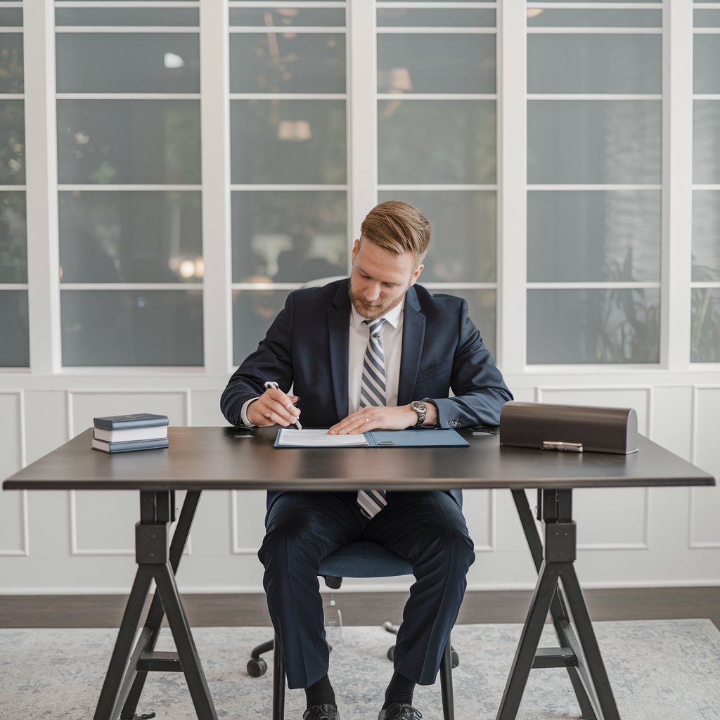 Un homme sur son bureau 