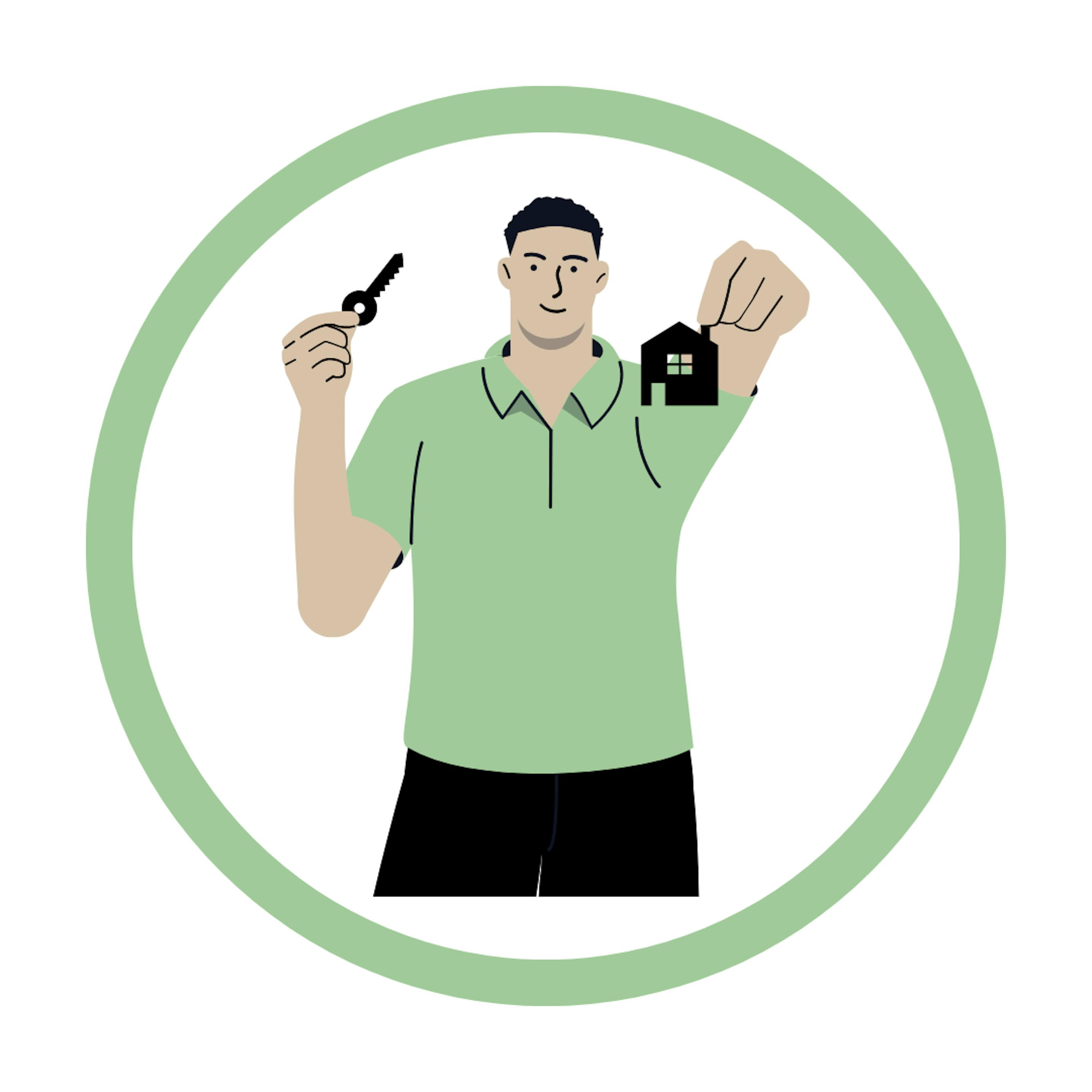 avatar real estate agent proposing a house project