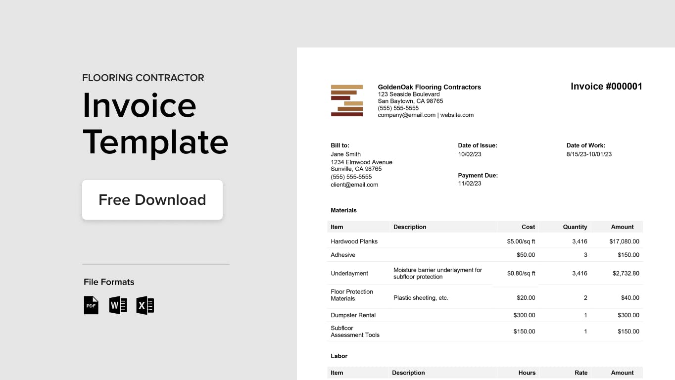 Free Flooring Invoice Template & HowTo Guide Houzz Pro