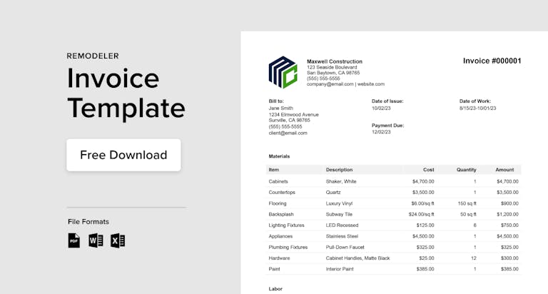 Free Remodeling Invoice Template How To Guide Houzz Pro