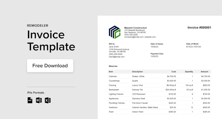 Home Inprovement Invoice Free Remodeling Invoice Template & How-To Guide