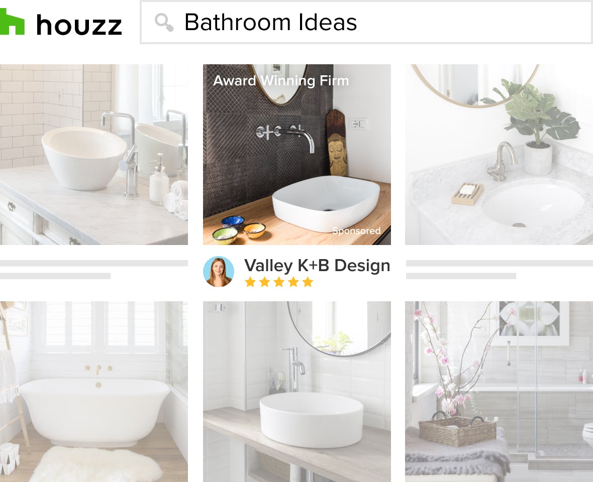 kitchen and bathroom project photos appear to homeowners on the Houzz photo stream