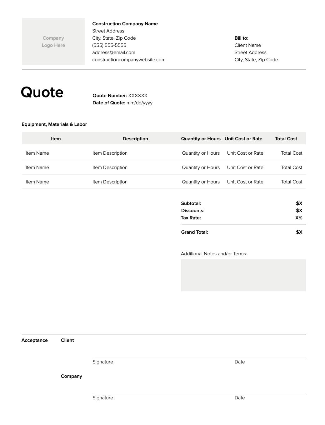 Free Construction Quote Template & HowTo Guide Houzz Pro Free Construction Quote Template & HowTo Guide Houzz Pro