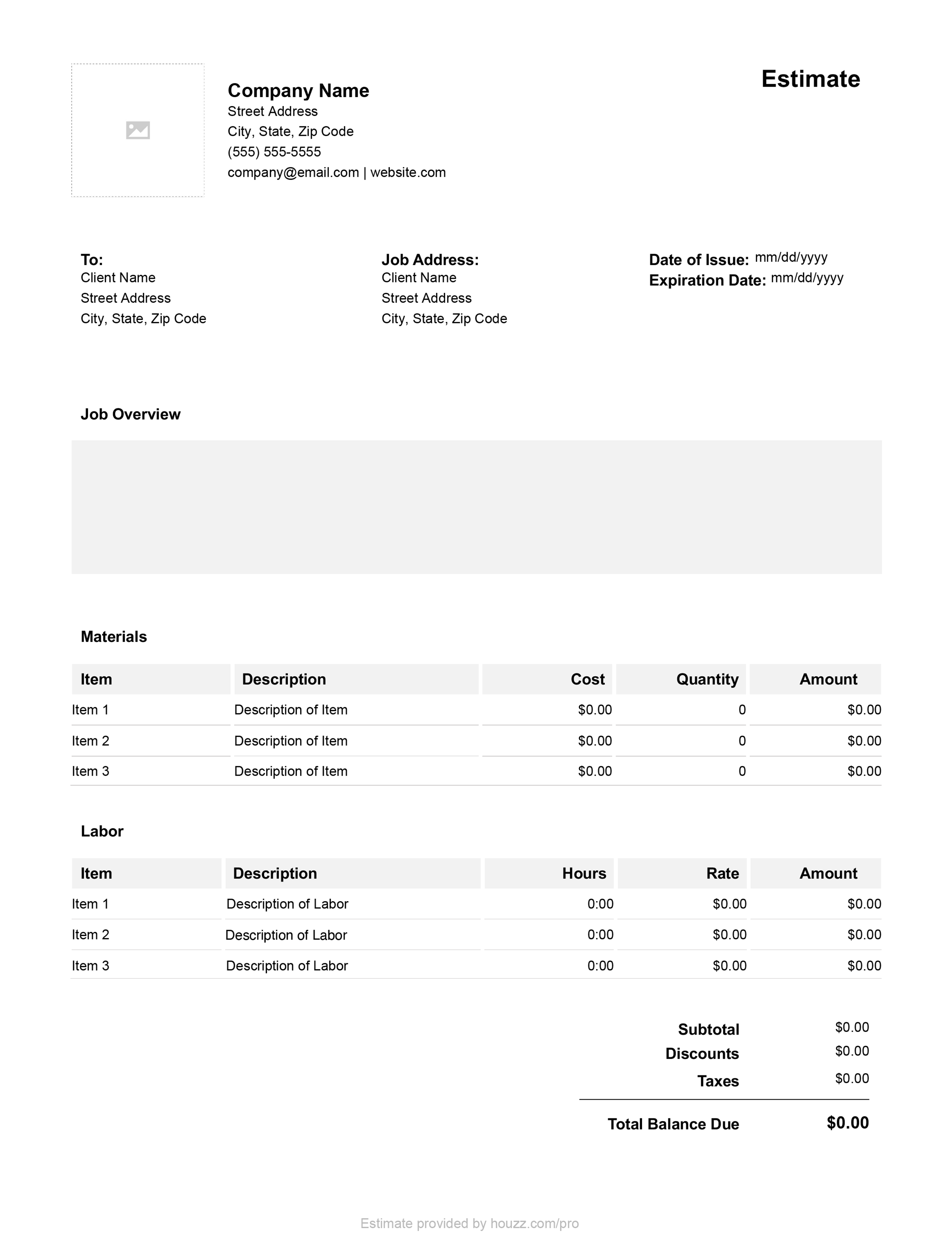 Residential Remodel Construction Estimate Template Free Renovation