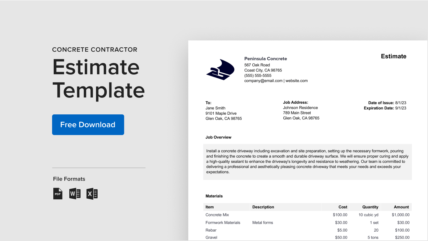 Free Concrete Estimate Template & HowTo Guide Houzz Pro Free Concrete Estimate Template & HowTo Guide Houzz Pro