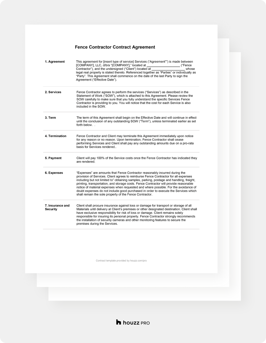 Fence Construction Contract Template & Guide | Houzz Pro fence-construction-contract-template-guide-houzz-pro