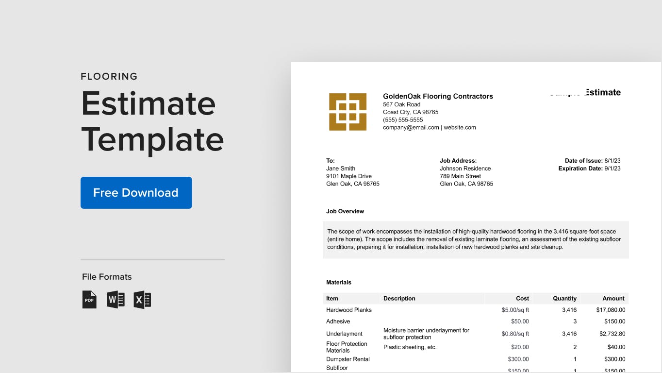 Free Flooring Estimate Template And How To Guide Houzz Pro 0009