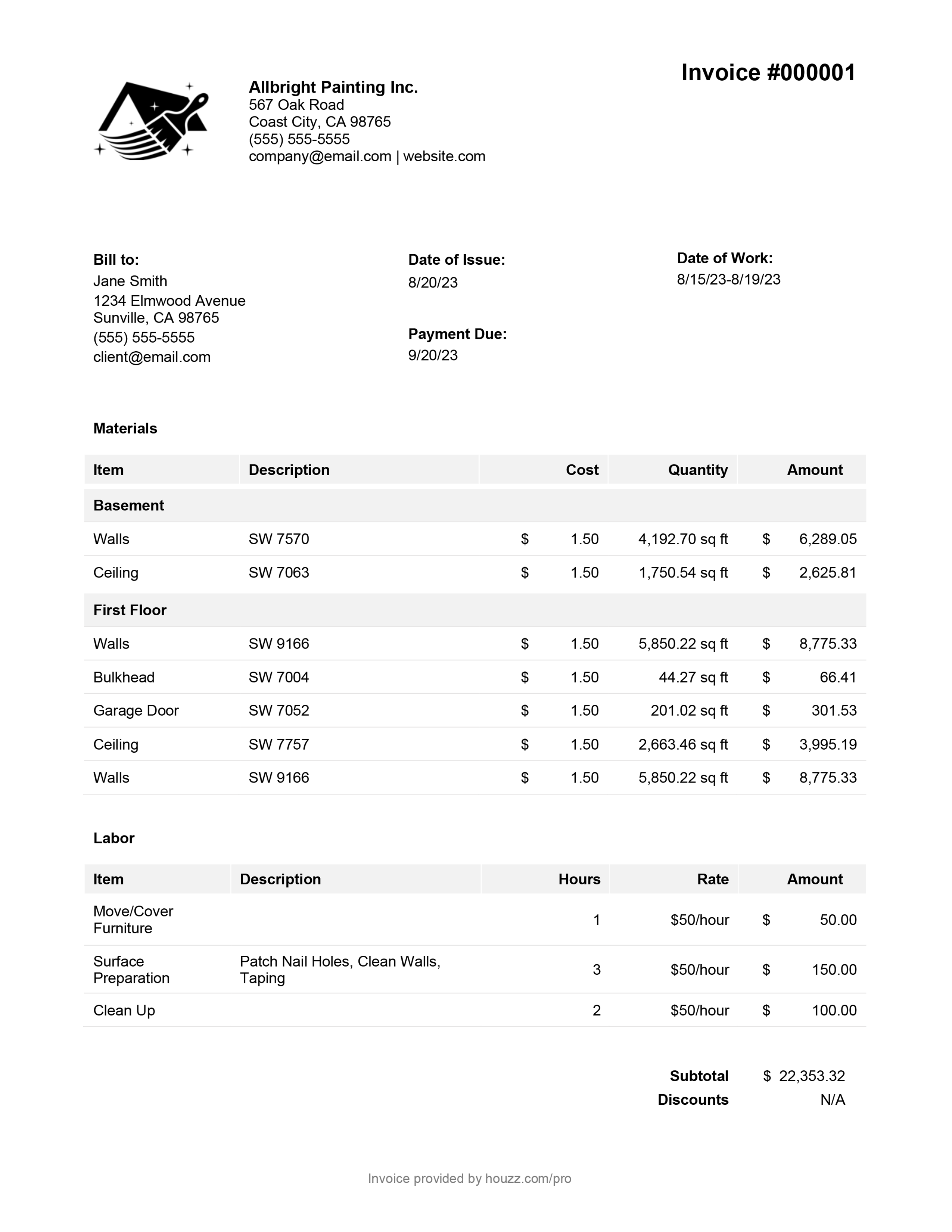 How To Write A Painting Invoice Free Template Houzz Pro   340760e1 5b5e 4a2e Bf46 6aeb9bcef34e Painter Sample Invoice Template 