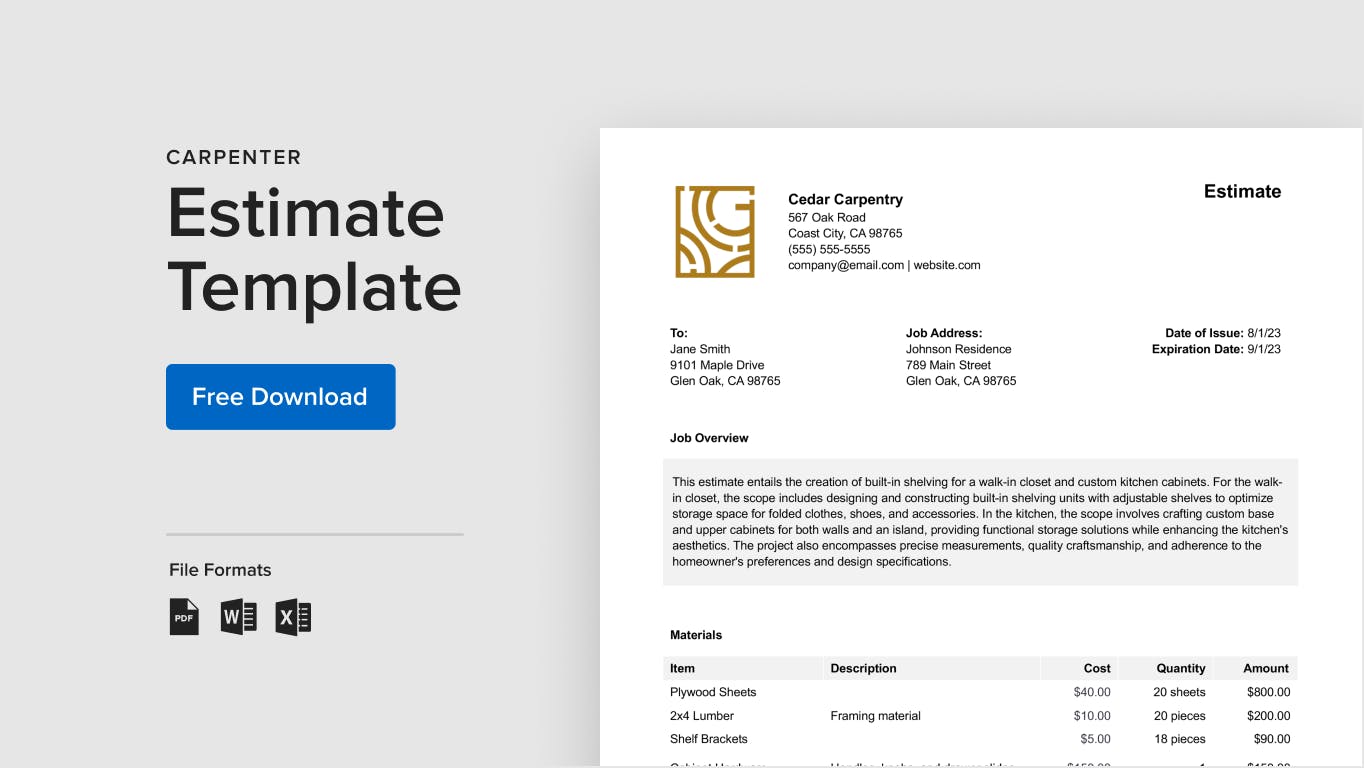 How to Estimate a Carpentry Job with Free Template Houzz Pro