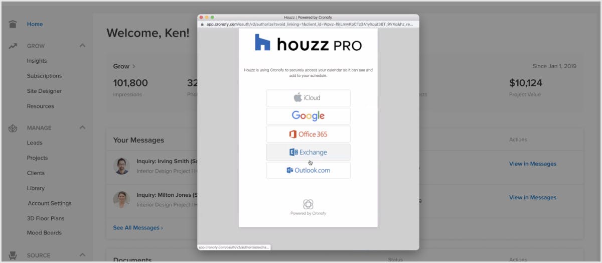 Connect your calendar on Houzz Pro, including Google Calendar.