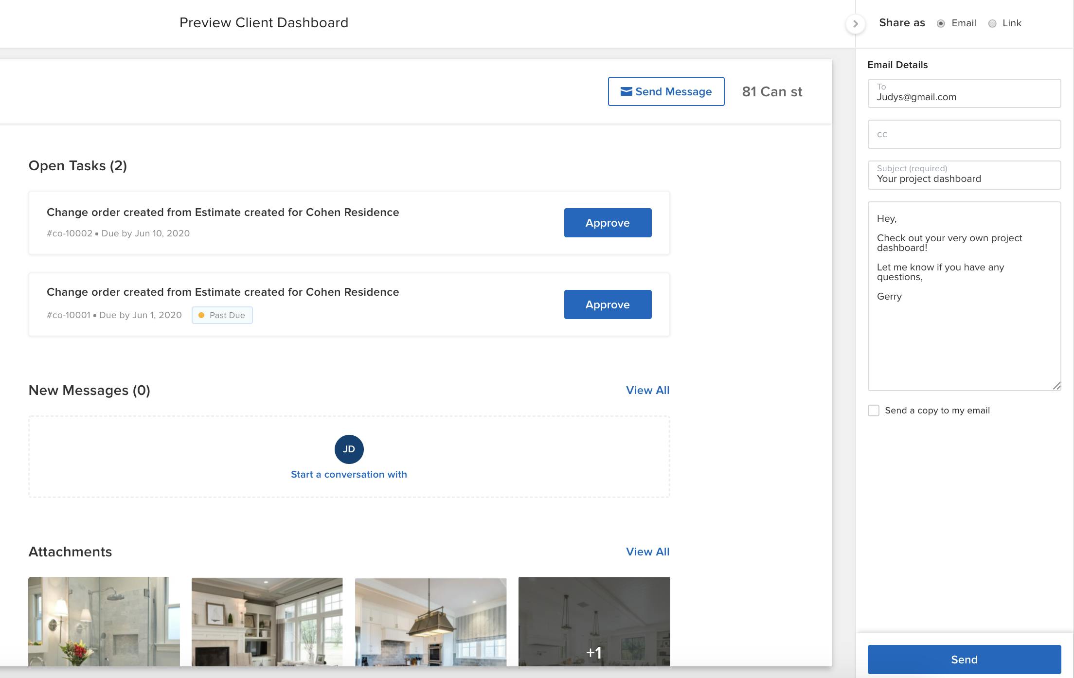 How to Preview and Share the Client Dashboard | Houzz