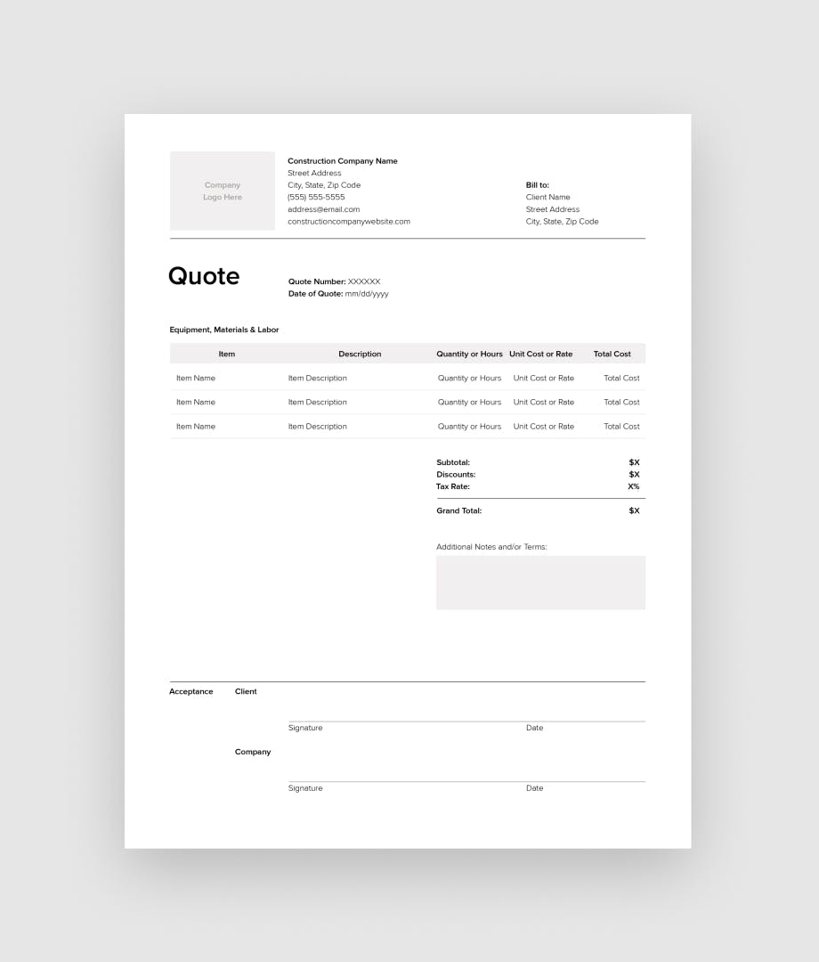 Free Construction Quote Template & HowTo Guide Houzz Pro Free Construction Quote Template & HowTo Guide Houzz Pro
