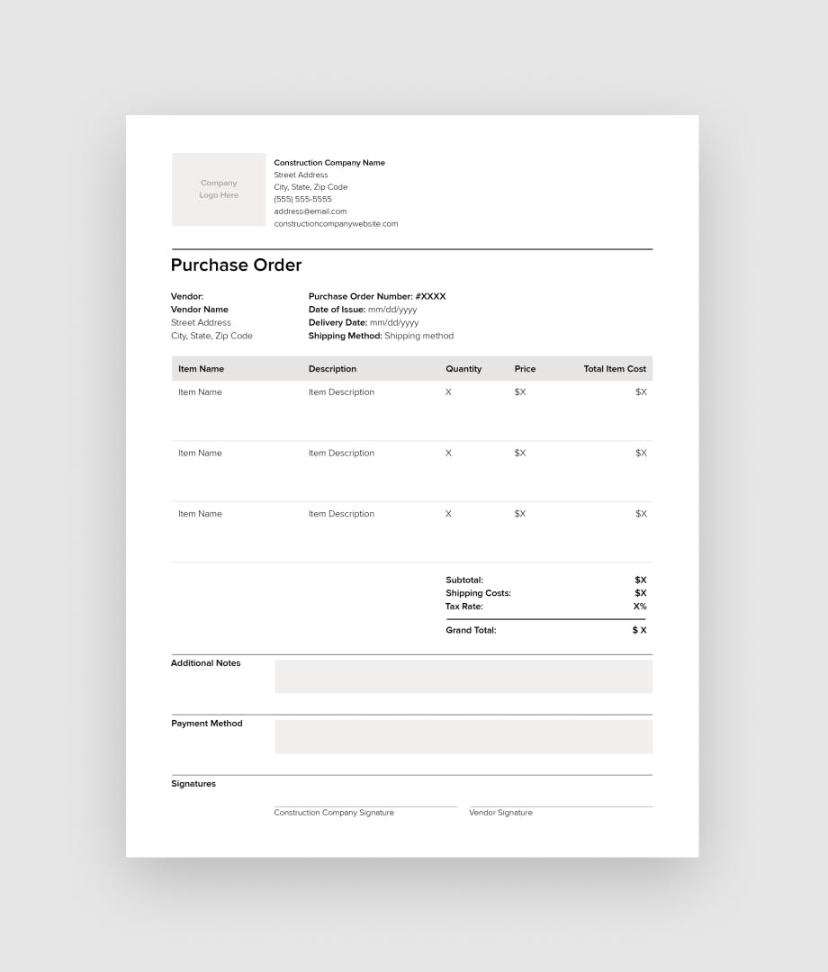 Complete Guide to Construction Purchase Orders + Free Template Houzz Pro