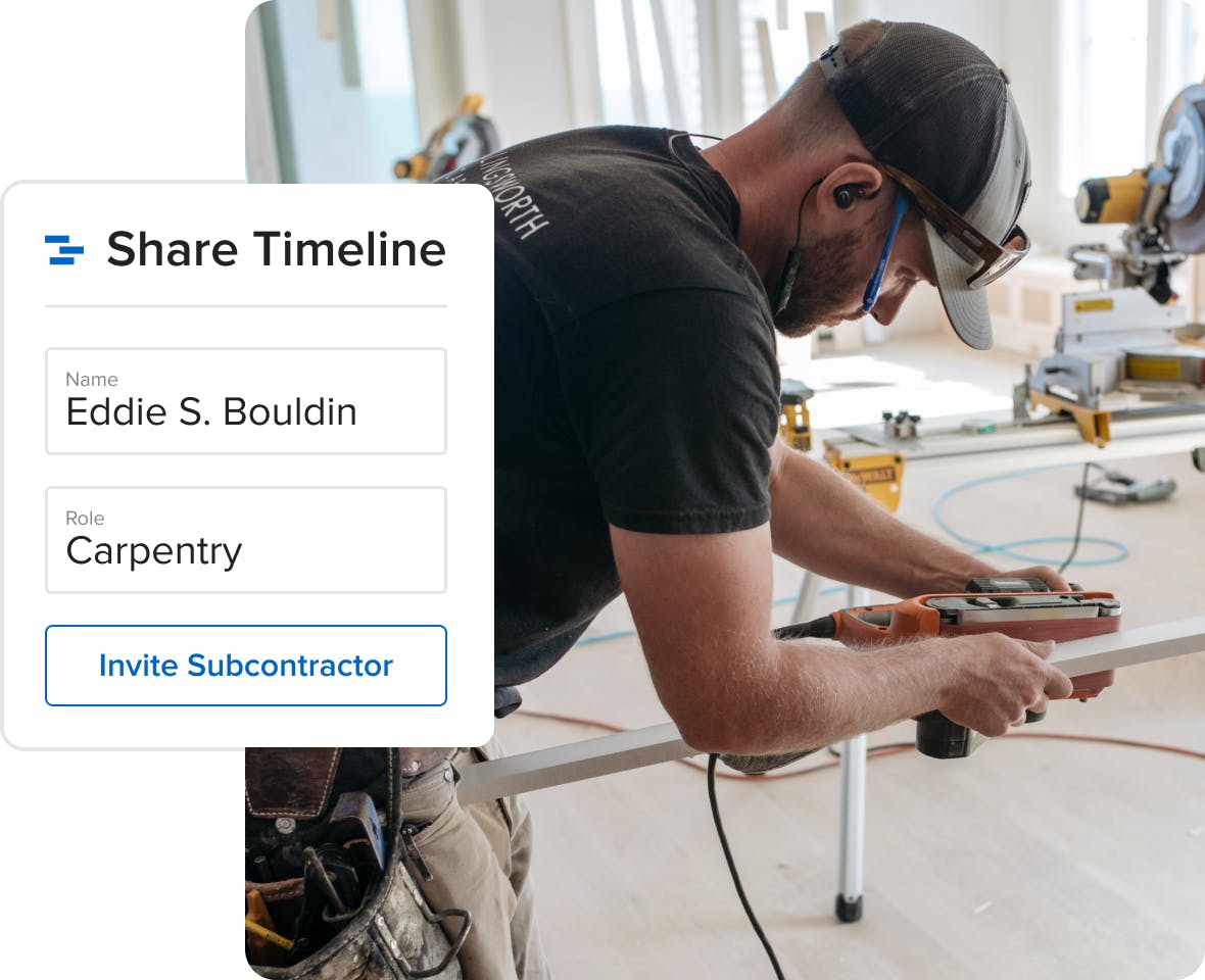 General contractor shares a timeline with a vendor via project management software
