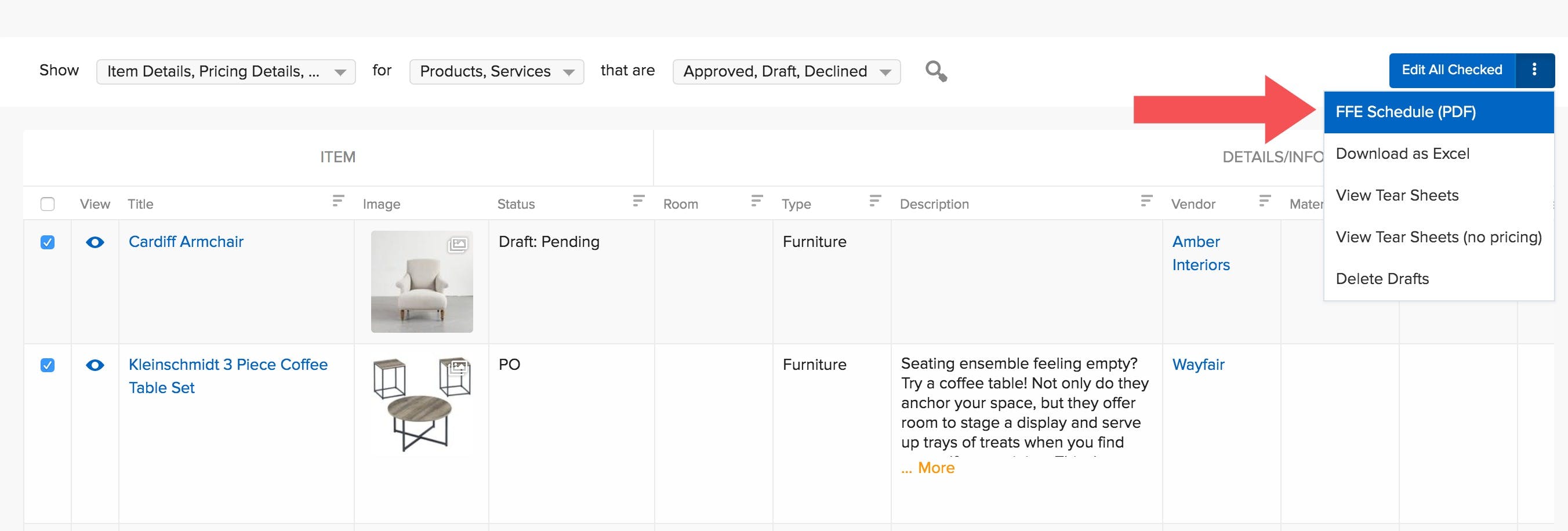 Furniture, Fixtures and Equipment Schedules Houzz