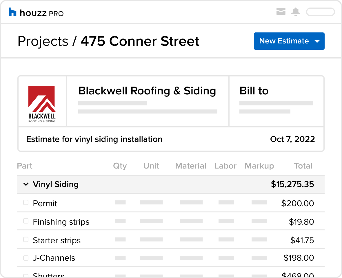 Siding Estimator App For Contractors | Houzz Pro