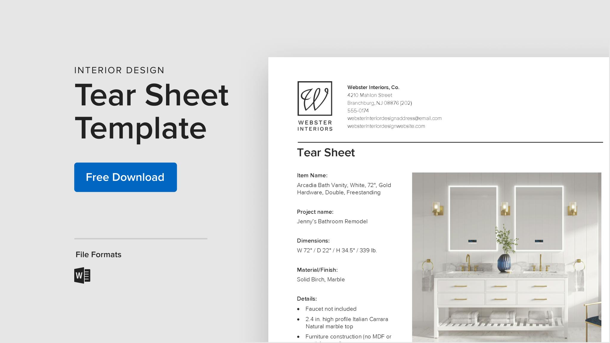 Interior Design Tear Sheet Free Template + Guide Houzz Pro