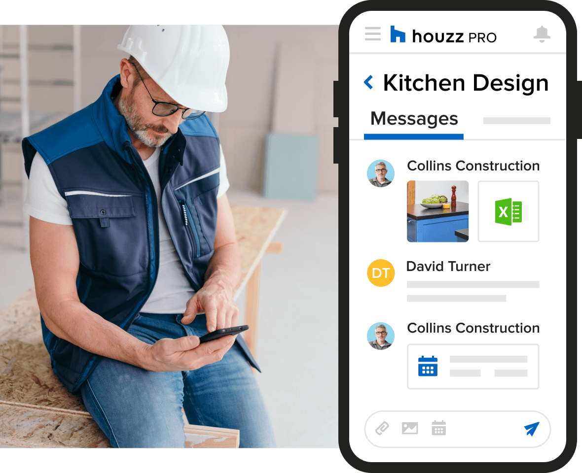 general contractor looks at his project management app