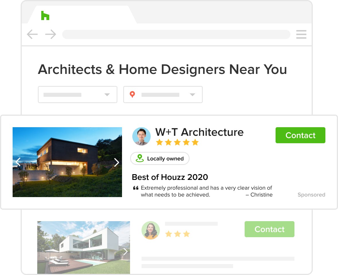 Architects who subscribe to Houzz Pro get premium listings on Houzz.