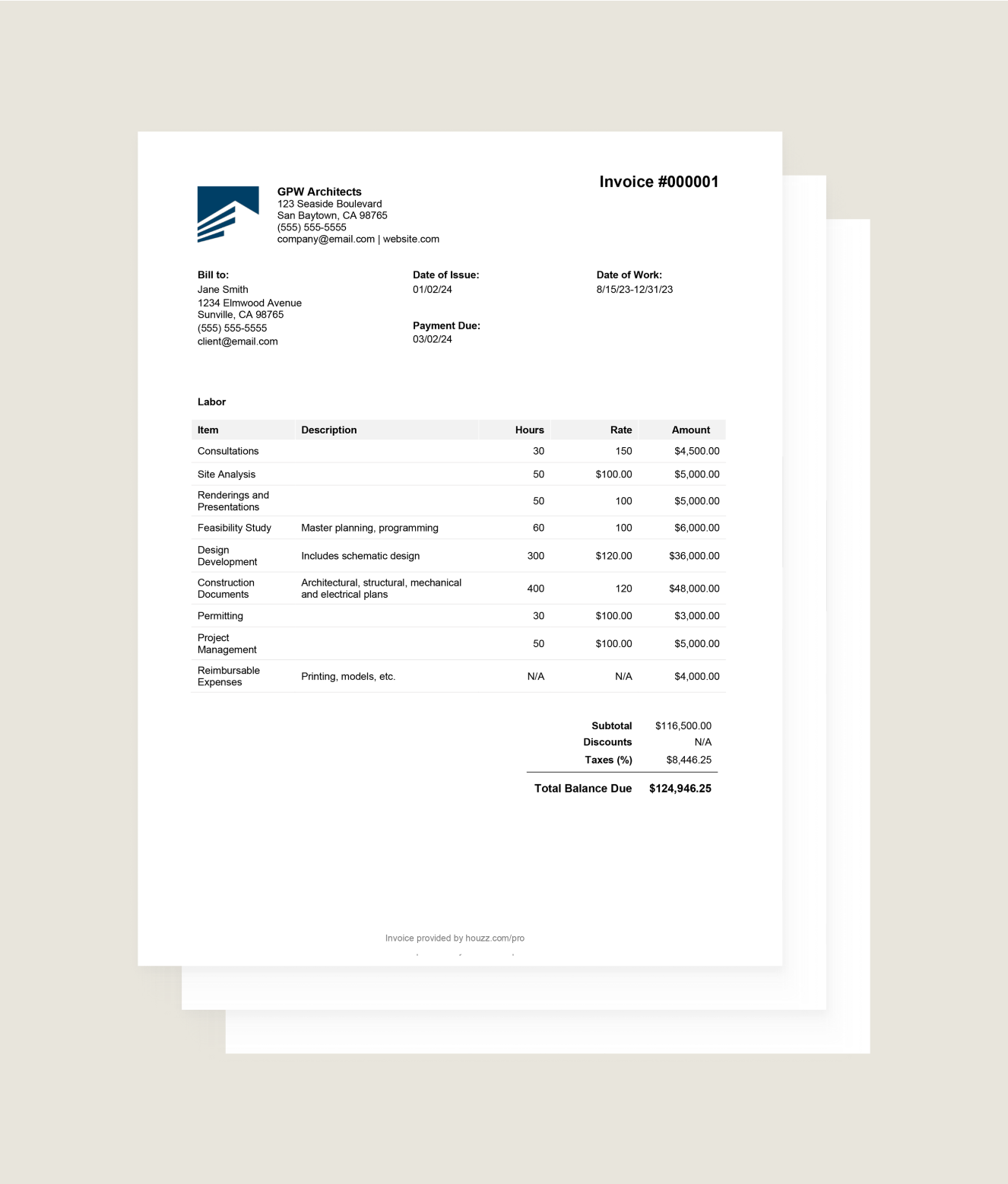 Free Architect’s Invoice Template & How-To Guide | Houzz Pro