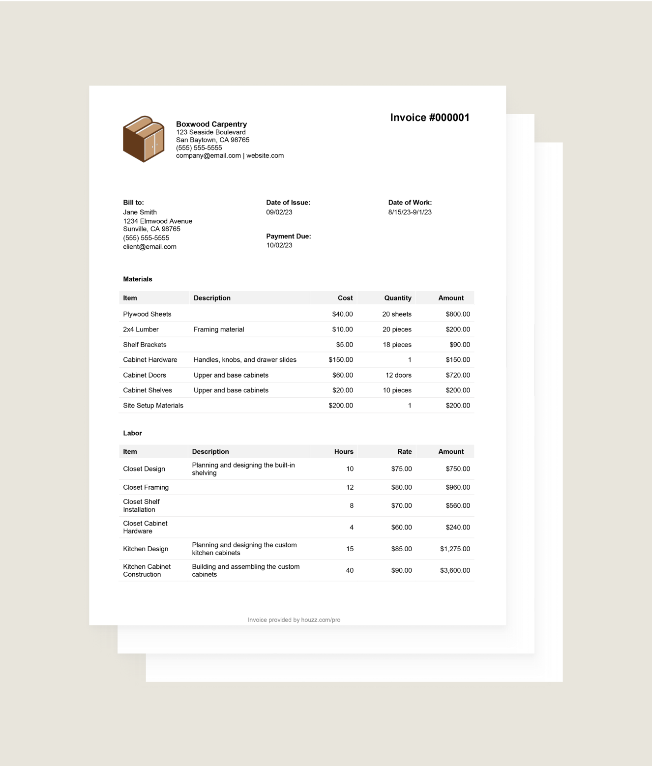 Free Carpenter Invoice Template & How-To Guide | Houzz Pro