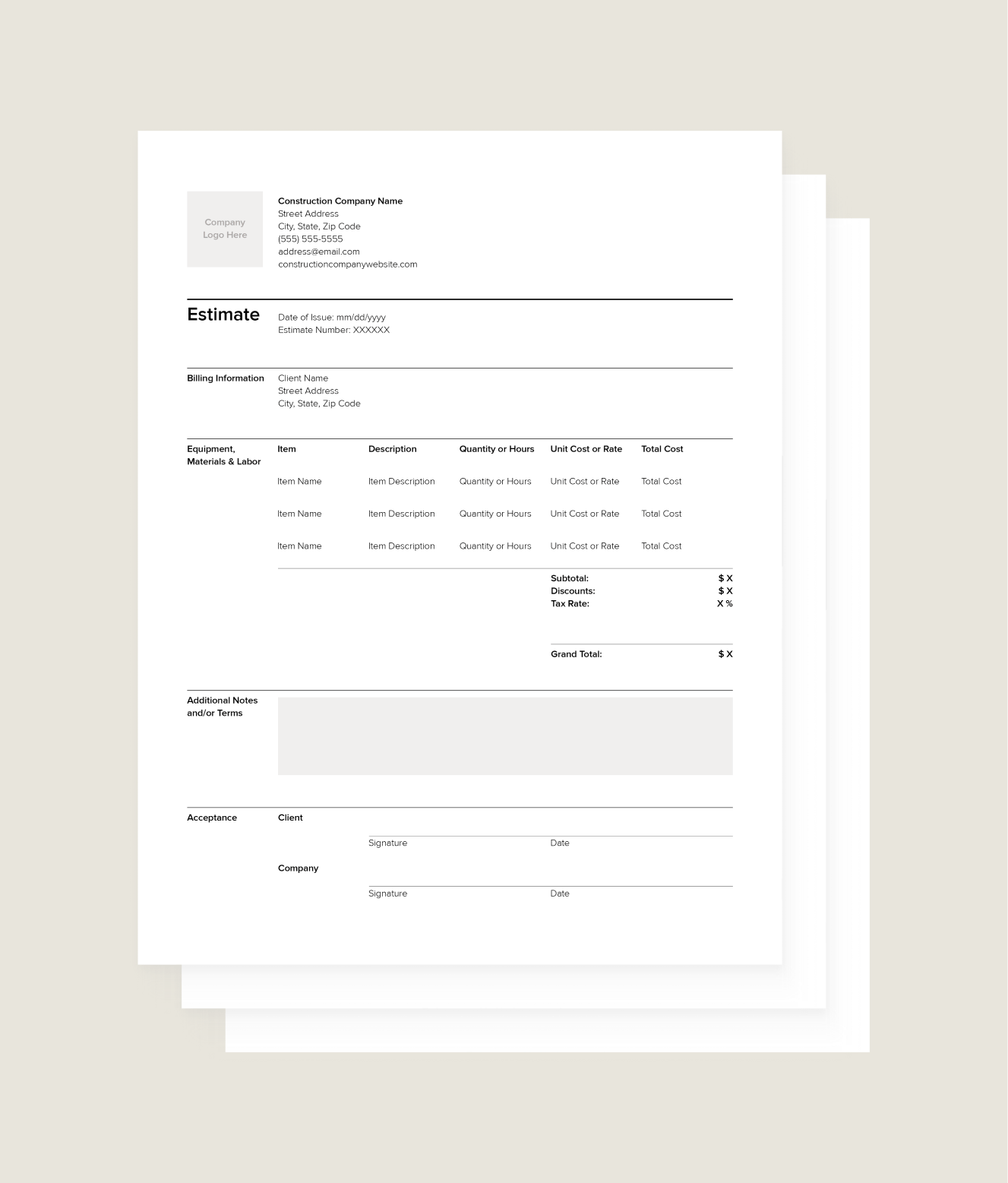 FREE Residential Construction Estimate Template \u0026 Guide, image size:1327x1557