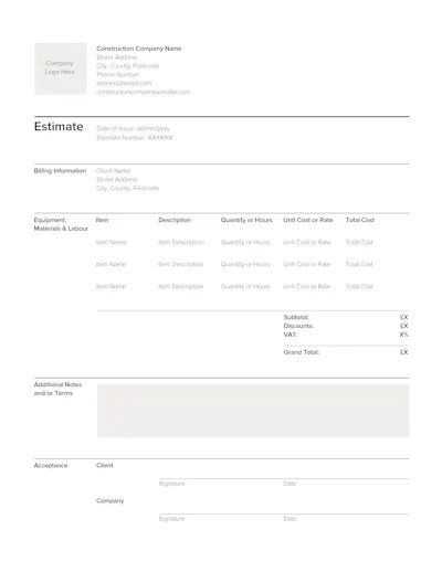 Estimation Checklist Residential Construction Estimate Checklist