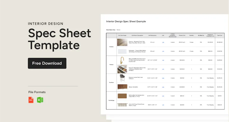 Interior Design Spec Sheet (FF&E) Free Template + Guide