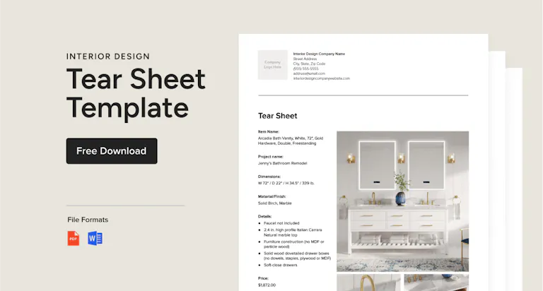 Interior Design Tear Sheet Free Template + Guide