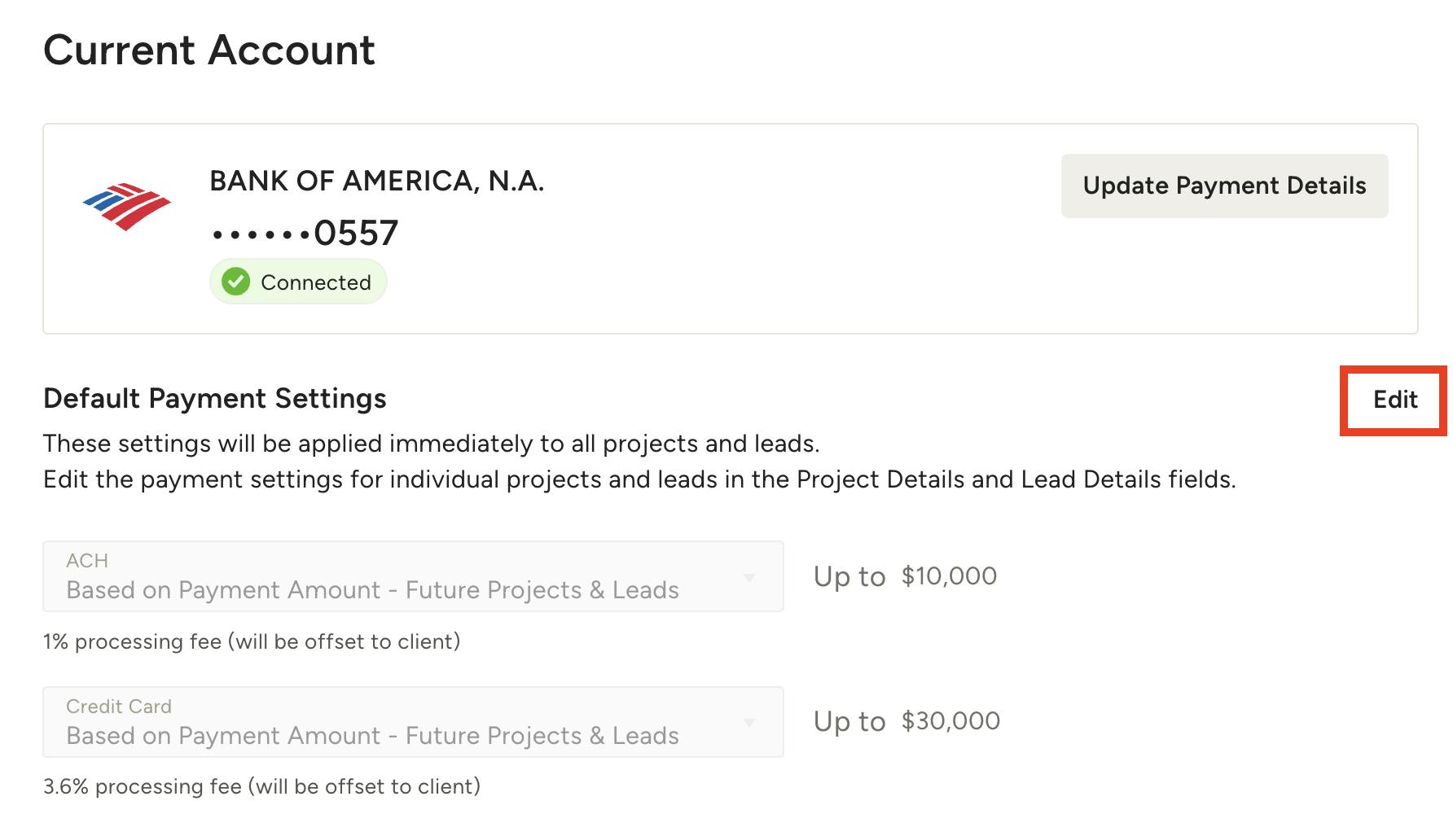 How to Edit the Payment Method Settings Houzz