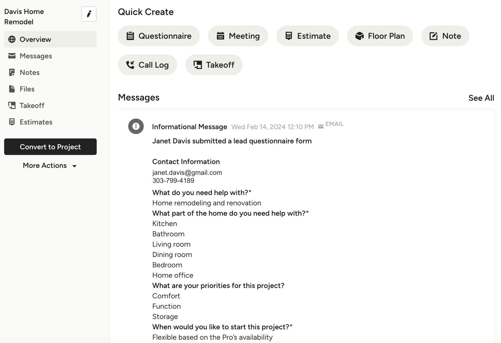 How to Use the Lead Questionnaire Houzz