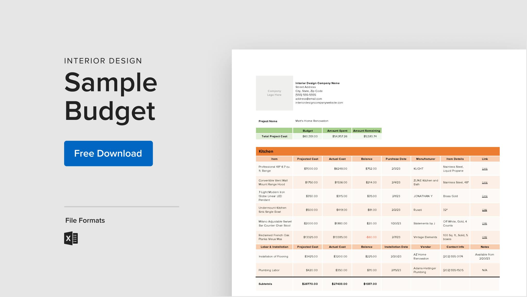 Interior Design Budget Free Template + Guide Houzz Pro Interior Design Budget Free Template + Guide Houzz Pro