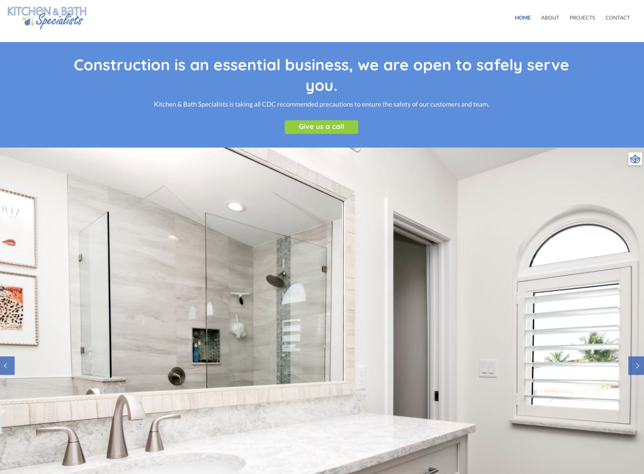 General contractor custom website for Kitchen & Bath Specialists