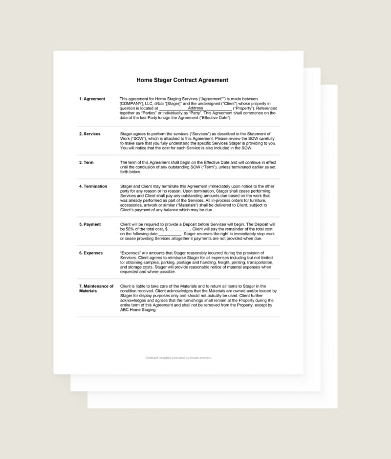 Home Staging Contract Template & HowTo Guide Houzz Pro