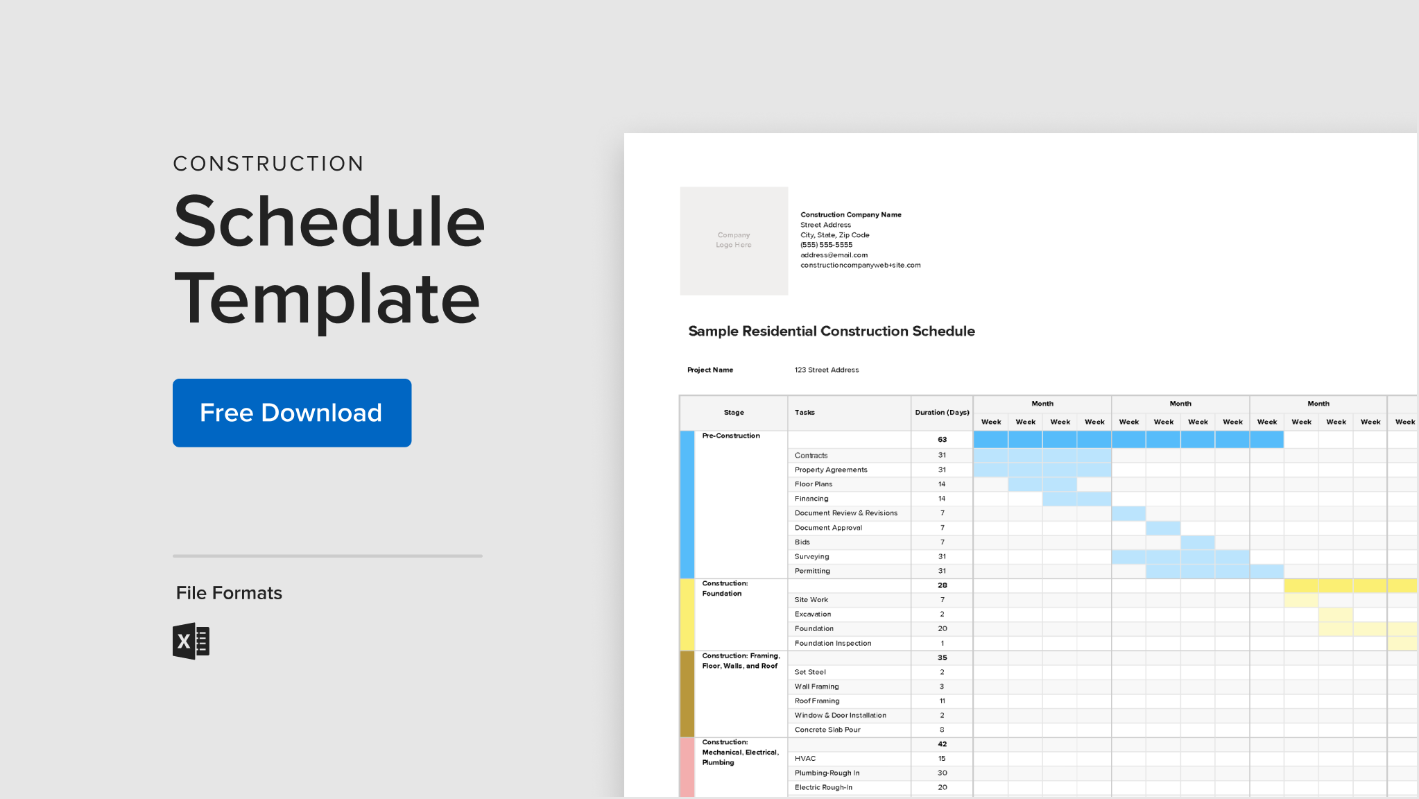 Construction Schedule Template Excel Free