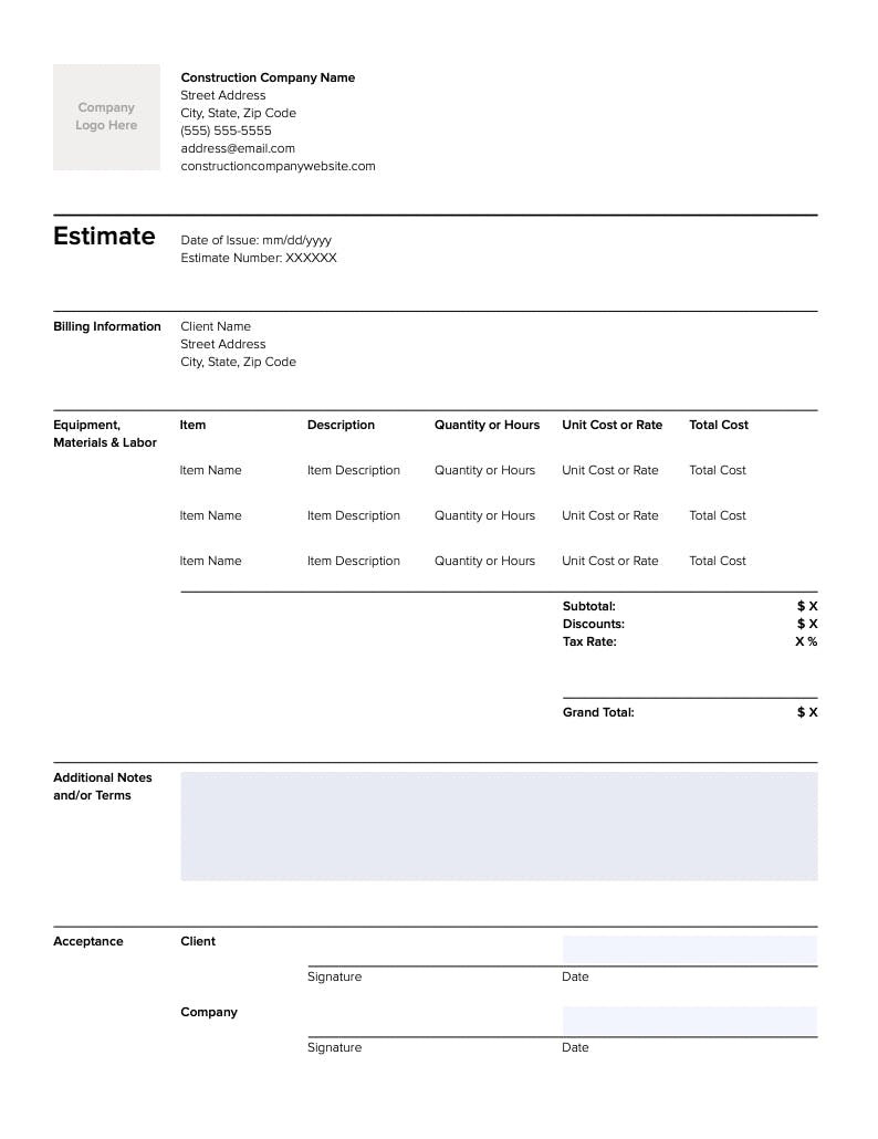 FREE Residential Construction Estimate Template & Guide | Houzz Pro