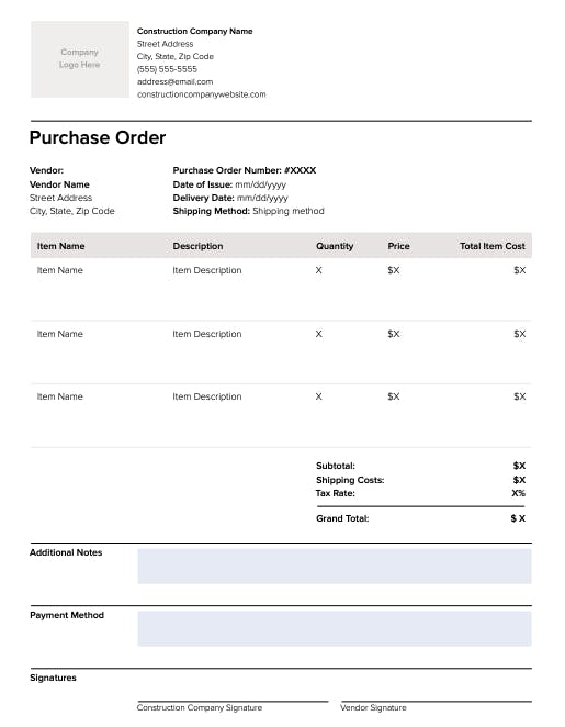 Complete Guide to Construction Purchase Orders + Free Template | Houzz Pro