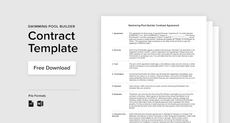 Pool Construction Proposal Pool Construction Contract Template & Guide