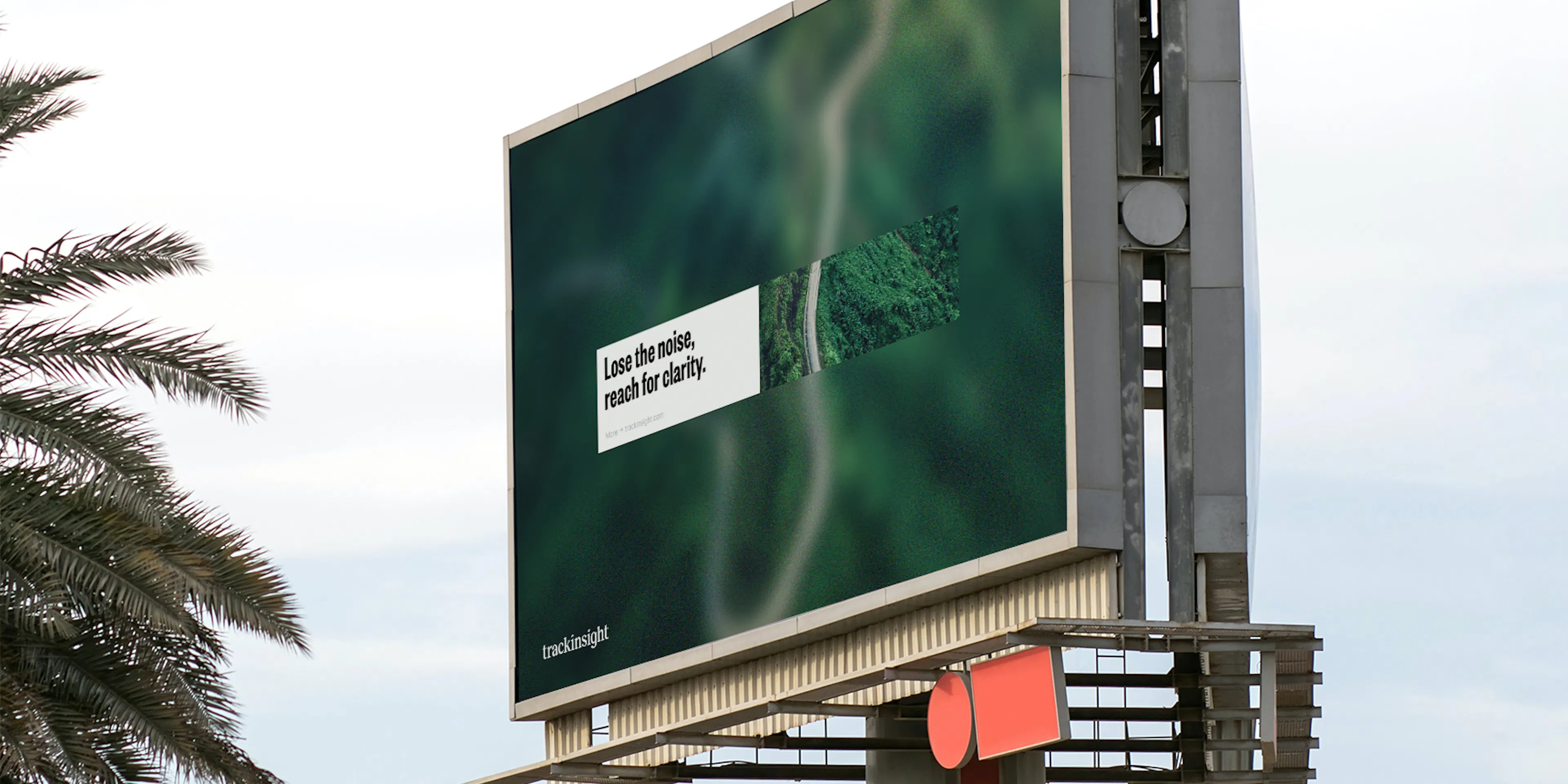 Trackinsight billboard among palm trees