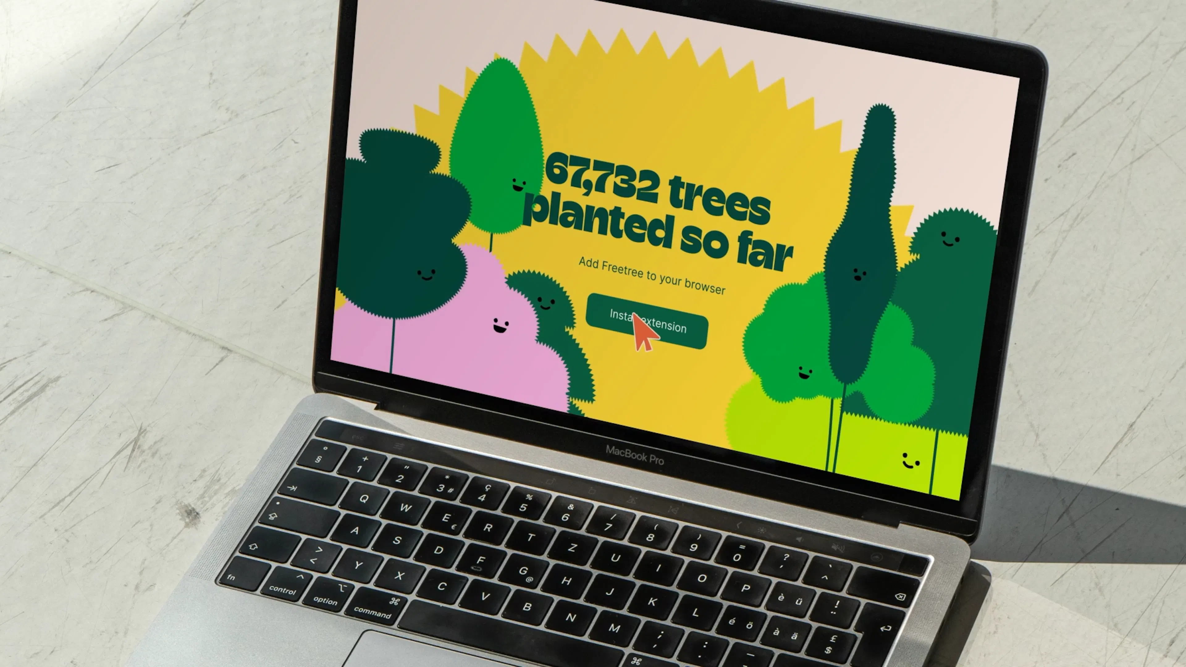 Freetree website designed by HOW+HOW, shown on a laptop